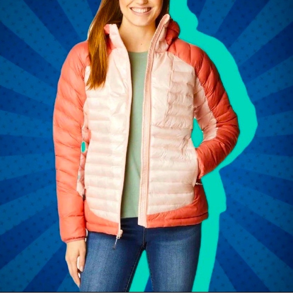 Columbia Women's Labyrinth Loop Hooded Omni-Heat Jacket Peach Dark Coral Coat